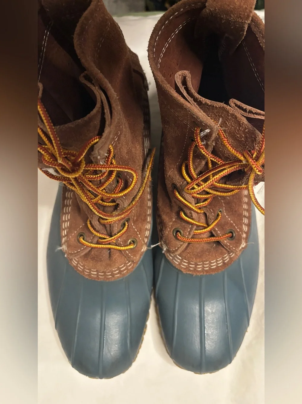 Vintage L.L.Bean Boots Men’s 10M Brown Suede Blue Rubber Duck Boots USA